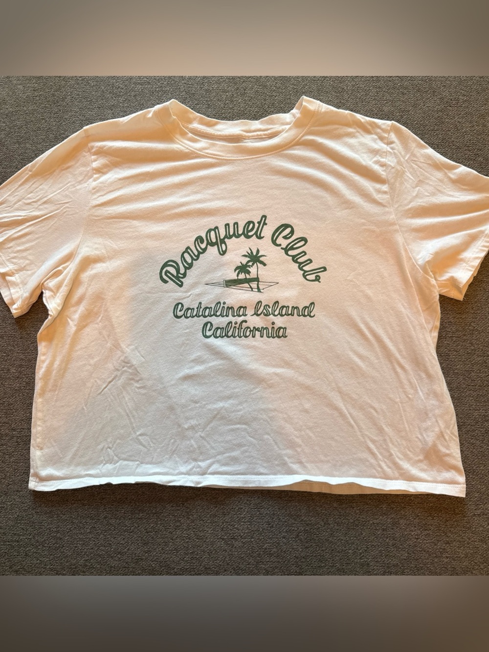 Abercrombie Fitch Women’s Size L Boxy Tee Cropped Racquet Club Shirt 100% Cotton